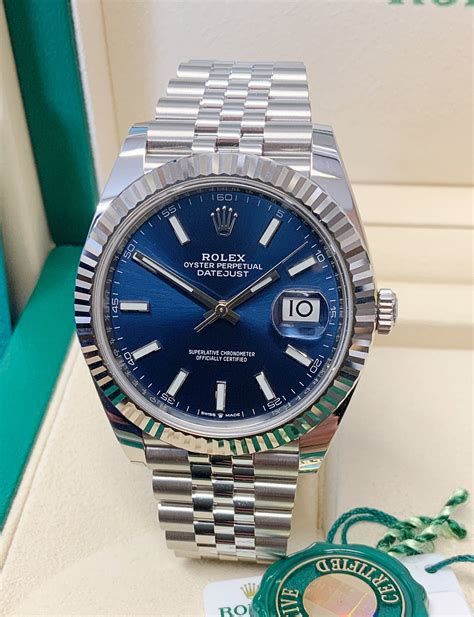 rolex datejust 2 41mm blue dial|rolex datejust 41mm diamond bezel.